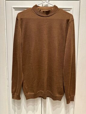 Zara Brown Wool Mockneck Sweater Mens Large
